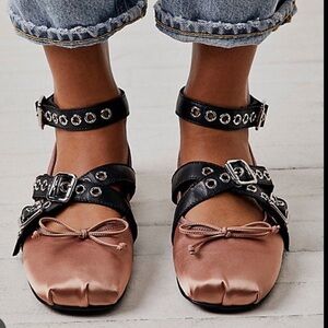 Jeffrey Campbell Satin Buckled Flats